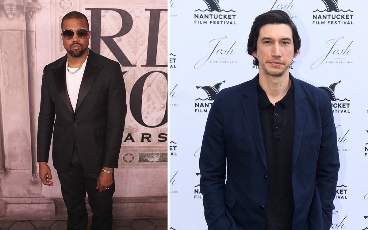 (L-R): Kanye West, left, set to perform on 'Saturday Night Live' opener with Adam Driver, right, as host. 