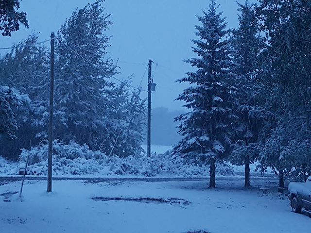 Snow in Kinuso Alta. on Sept. 12, 2018.