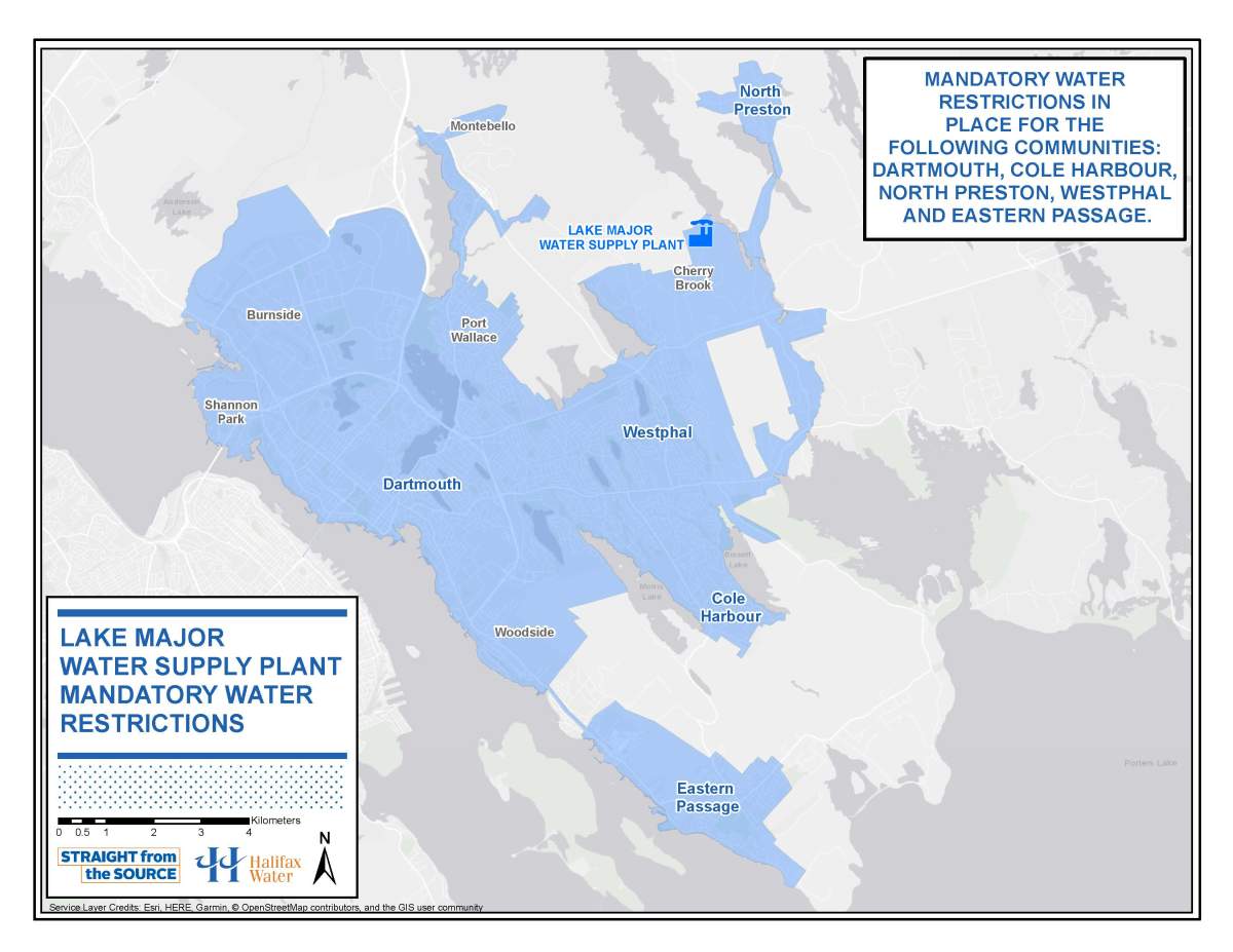 A map of the Lake Major service area.