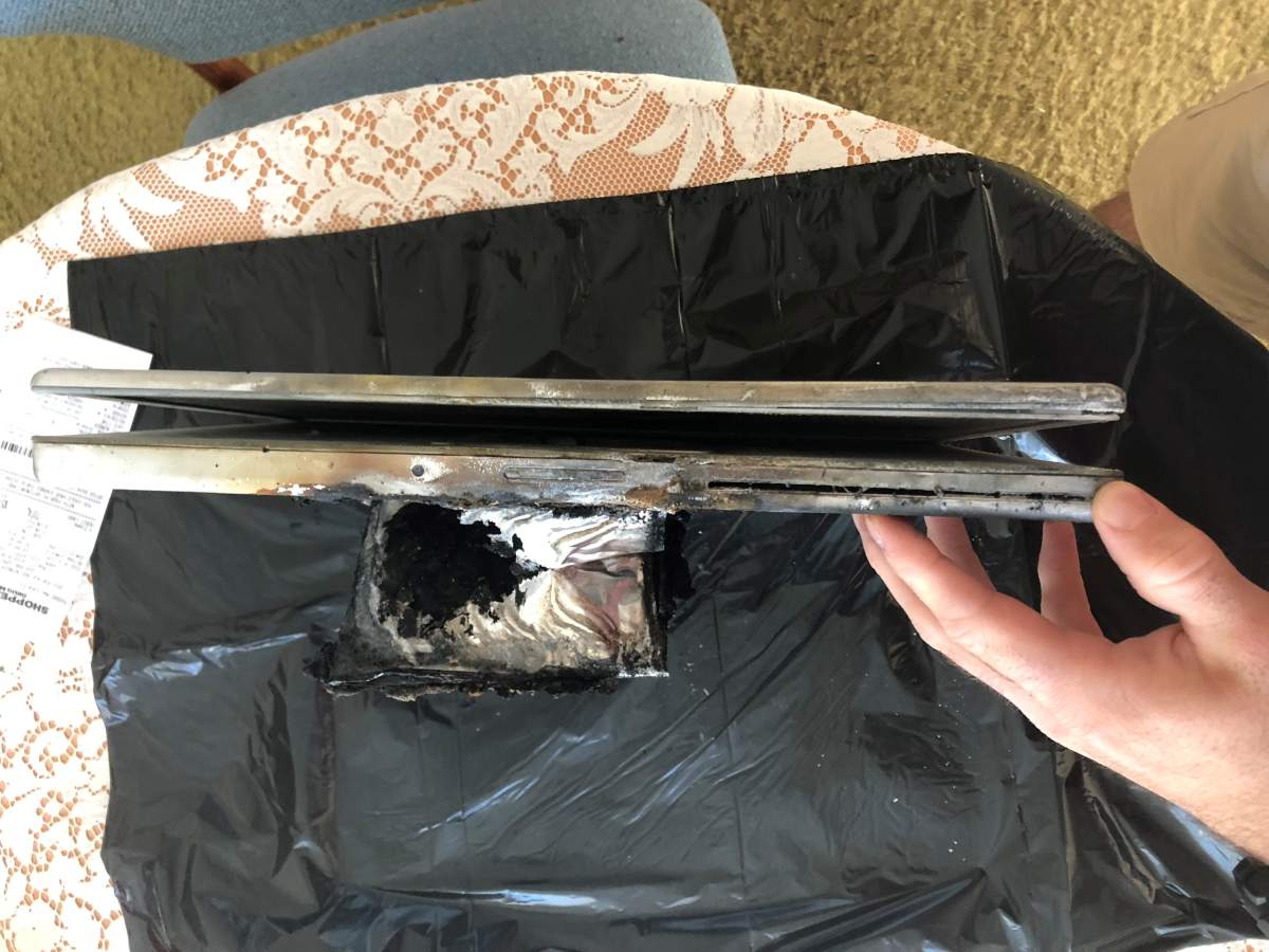 Damage to the laptop.