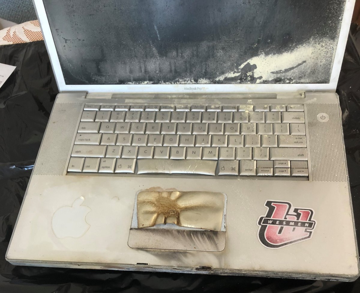 Rory Mitchell's MacBook caught fire.