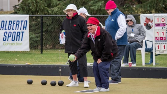 Lawn bowlers gathered in Calgary for the 2018 Bowls Canada Boulingrin Senior Triples Champions.