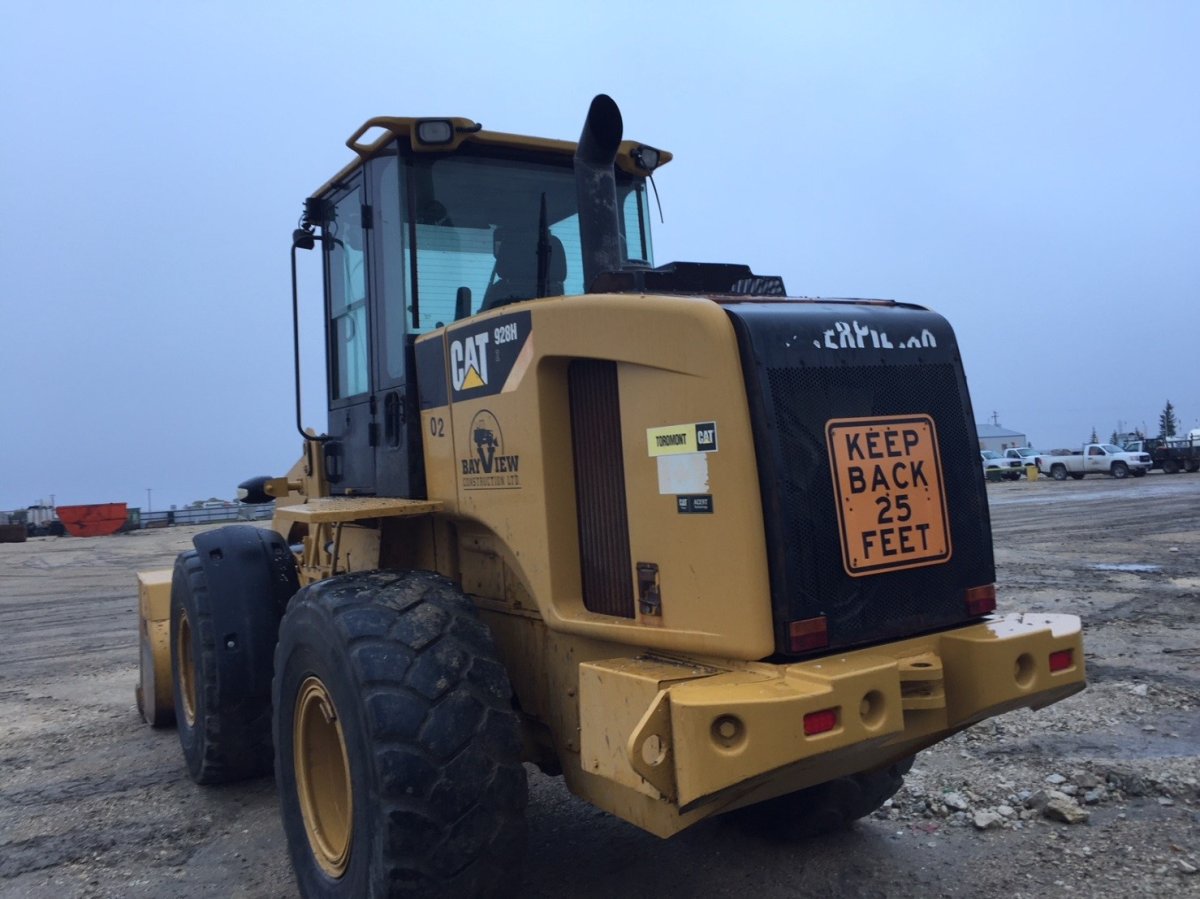 Police are looking for a stolen front-end loader.
