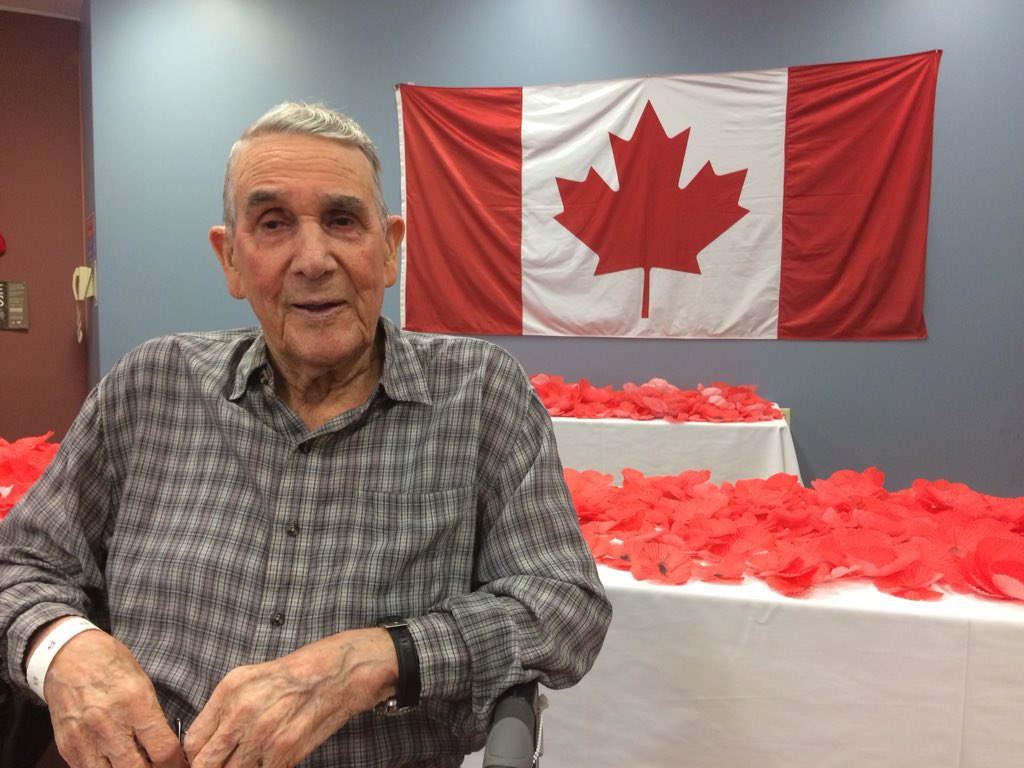 Lorne Spicer said he was a navigator pilot during World War 2. "Without the poppy, I don't think the country would have been held together the way it is," he said.
