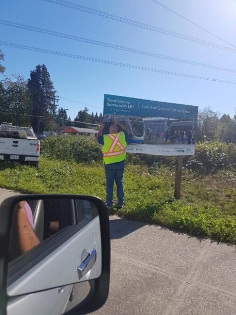 LRT signs were removed in Surrey.