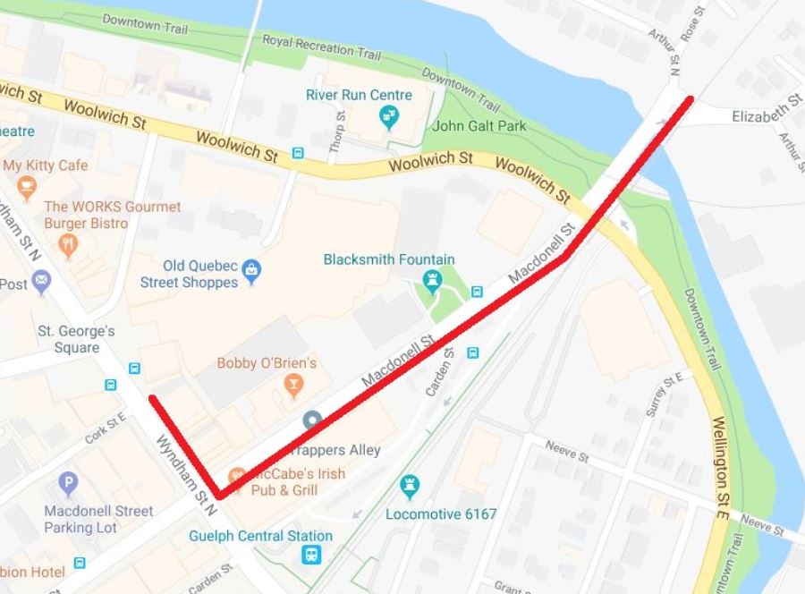 Guelph police are looking for anyone who was driving in the highlighted area between the hours of 2-4 a.m. on Thursday and has dash cam video.