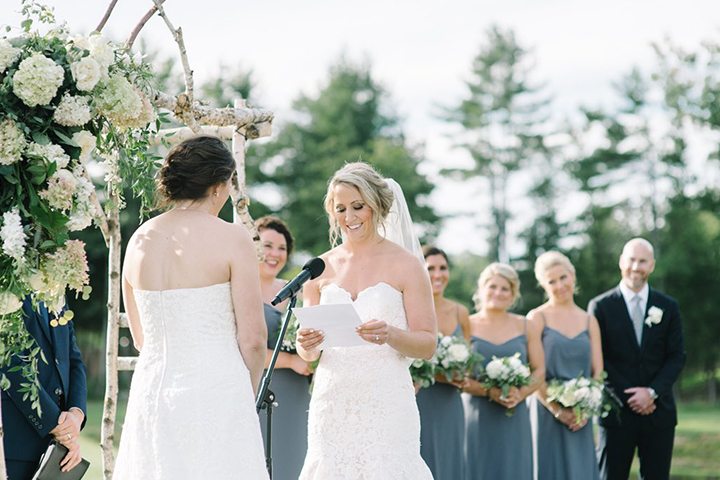 Gillian Apps and Meghan Duggan pictured on their wedding day.