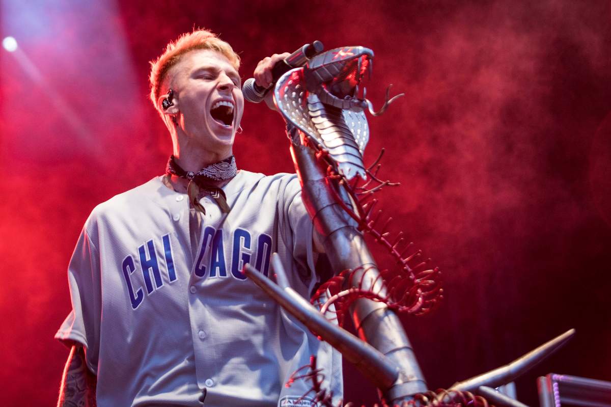 Machine Gun Kelly performs during Fall Out Boy: The MANIA Tour at Wrigley Field in Chicago. Saturday, Sept. 8, 2018.