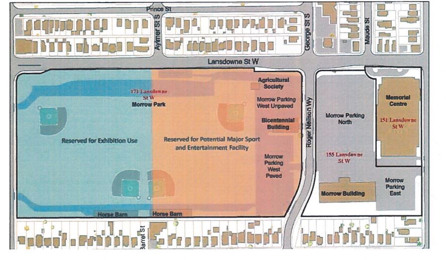 A proposed plan for a new arena at Morrow Park in Peterborough.