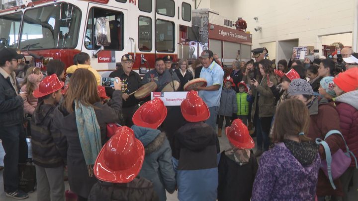 At Saturday’s opening event, residential school survivor Rod Hunter blessed the station, smudged a fire truck and hosted a round dance.