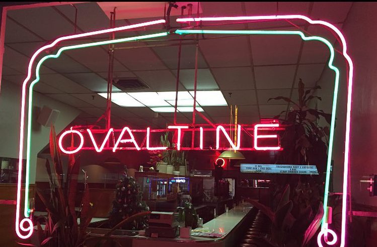 Part of the Ovaltine’s distinctive neon signage. The sign is visible in an episode of the X-Files shot on location.