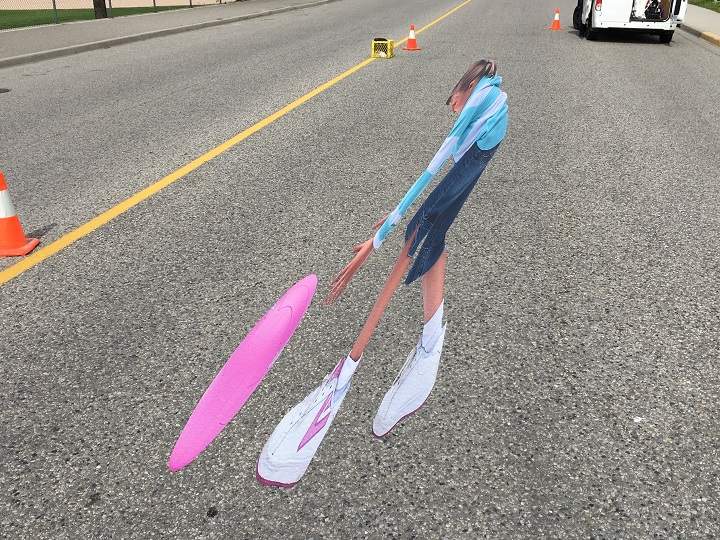 A different angle shows just how long the Pavement Patty optical illusion really is.