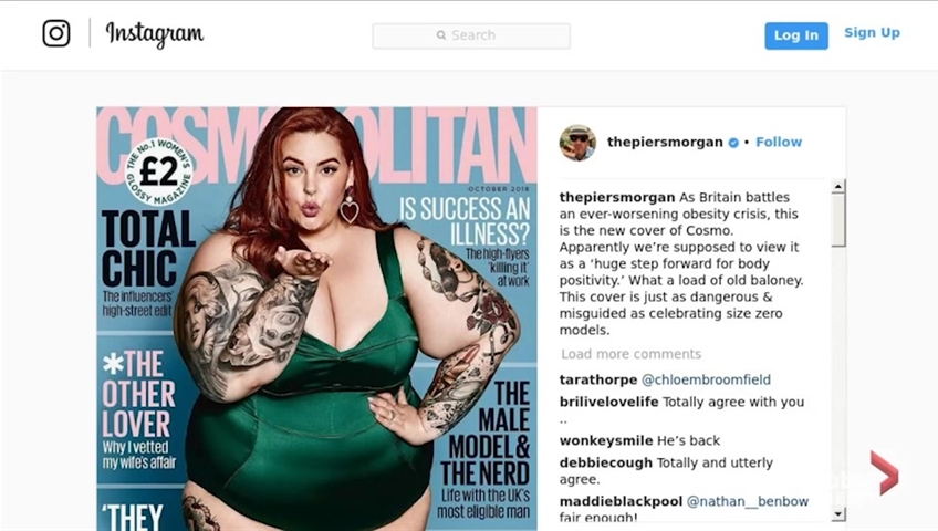 Cosmopolitan editor defends putting plus size model Tess Holliday