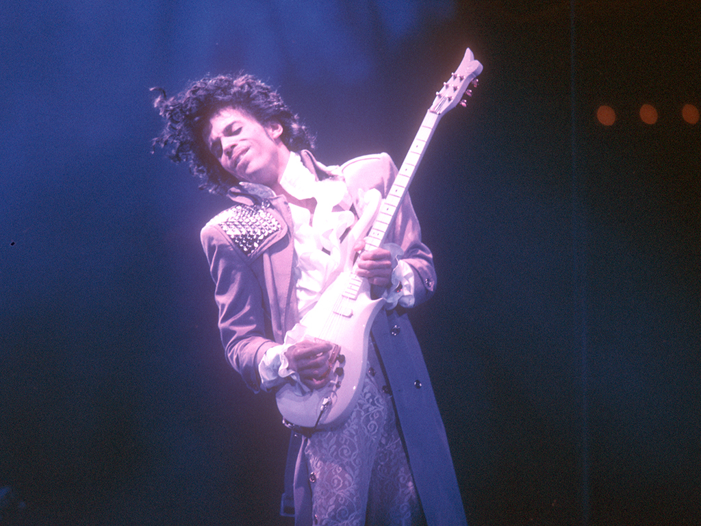 Prince performs live at the Fabulous Forum on February 19, 1985 in Inglewood, Calif. 