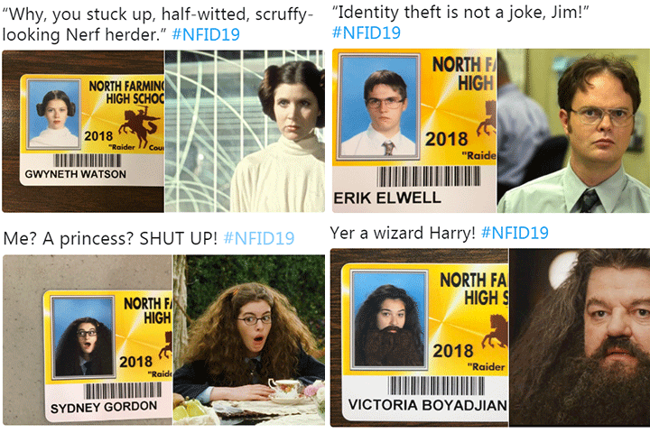 Seniors at North Farmington High School dressed up as well-known television, movie and meme characters for their school ID card photos.