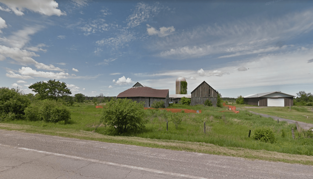 This 2016 screen capture from Google Maps shows what the two NCC heritage barns (left) at the Youth Now Farm used to look like. The barn on the very left has been restored. The barn in the centre was flattened in a windstorm on Sept. 21.