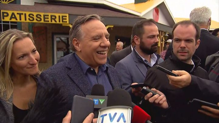 CAQ leader Francois Legault campaigning on Sunday, Sept. 30.