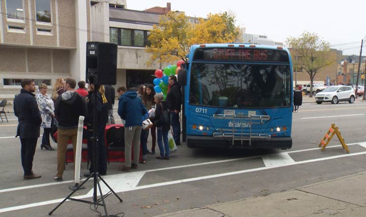 United Way Saskatoon kicked off its fundraising season on Thursday with a "Stuff the Bus" event outside of city hall.