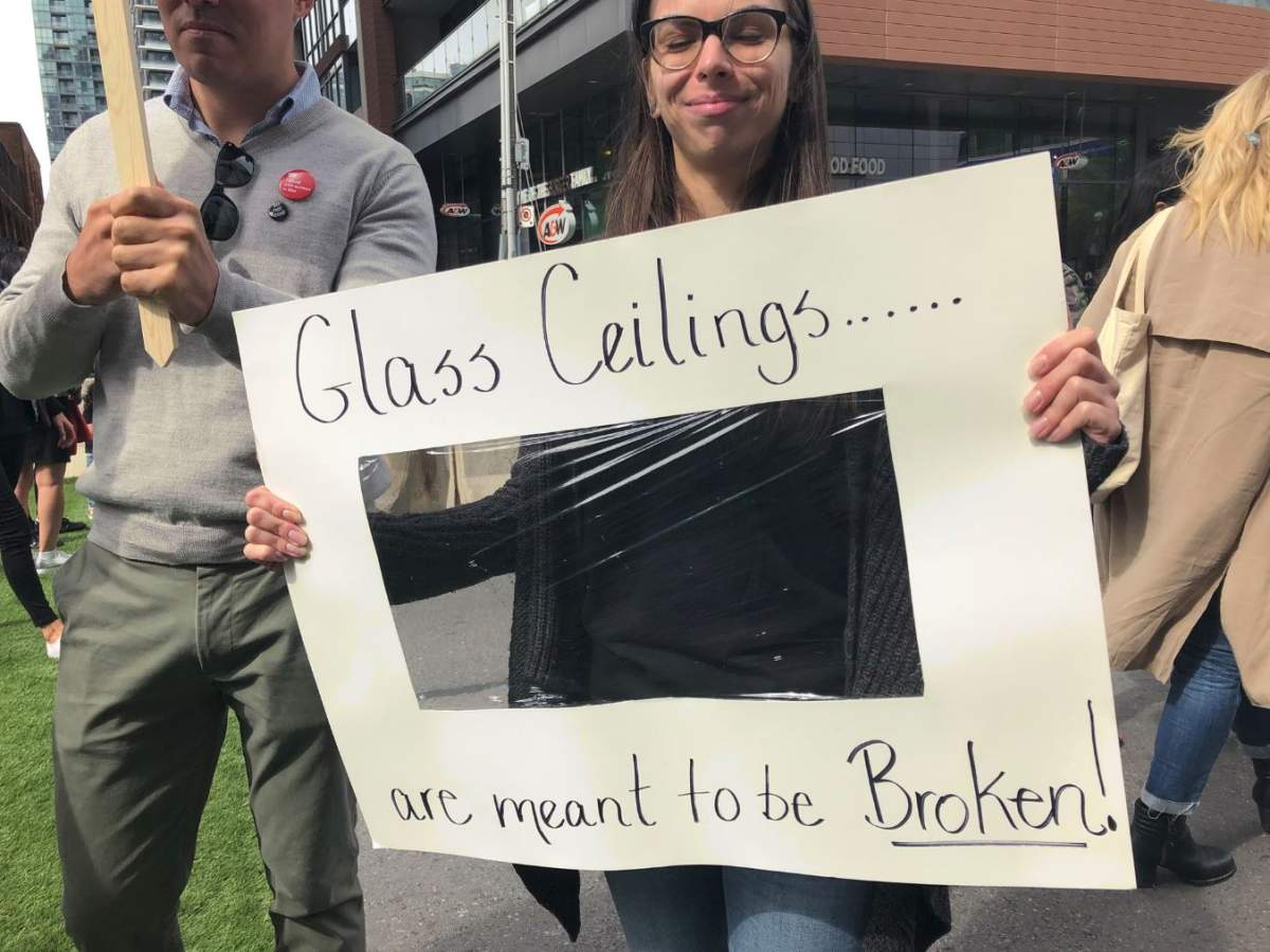 The "Share Her Journey" rally is part of an ongoing effort to battle sexual assault, gender disparity and sexism that many professionals say is all too common across the industry.