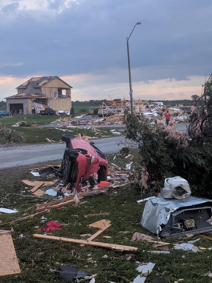 Dunrobin,Ontario after a tornado ripped through the city, destroying dozens of homes and leaving thousands without power.