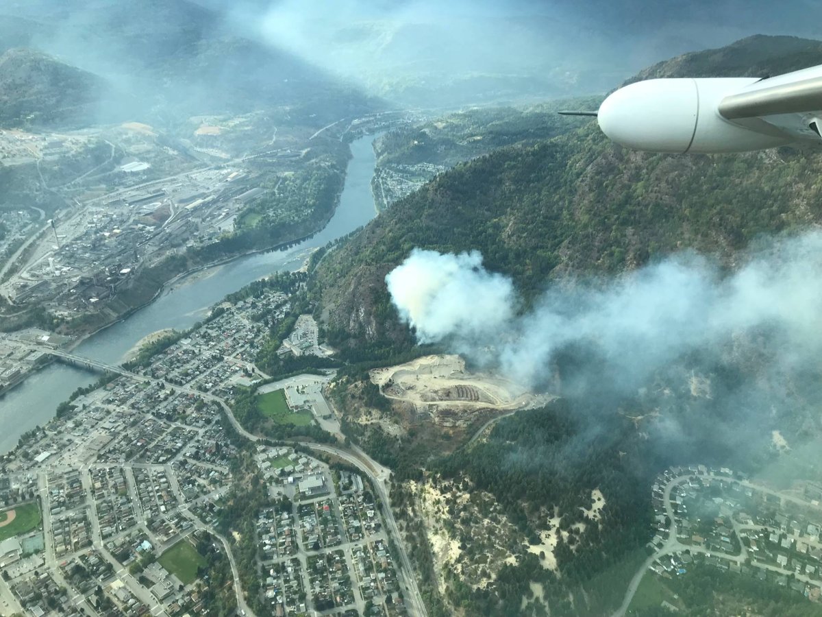 The McQuarrie Creek fire, burning just north of the hospital in Trail, B.C. on Sept. 11, 2018.