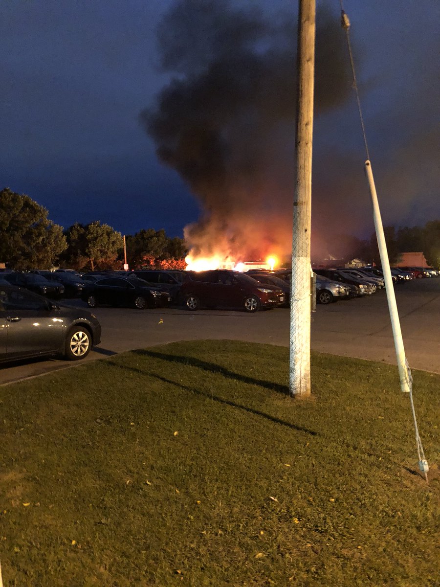 Firefighters responded to a vehicle fire in the Memorial Centre parking lot on Tuesday night.