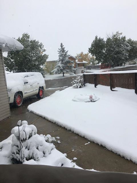 Snow in Valleyview, Alta. on Sept. 12, 2018.