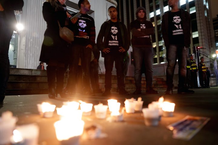 Supporters of Brazilian presidential candidate Jair Bolsonaro hold a vigil on Avenida Paulista in Sao Paulo, Brazil, 06 September 2018.