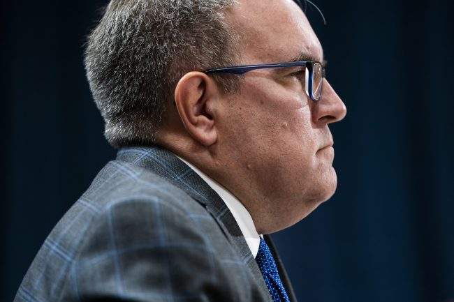 Interim Environmental Protection Agency (EPA) secretary Andrew Wheeler testifies before a Senate Environment and Public Works Committee hearing in Washington, D.C., Aug. 1, 2018. 



