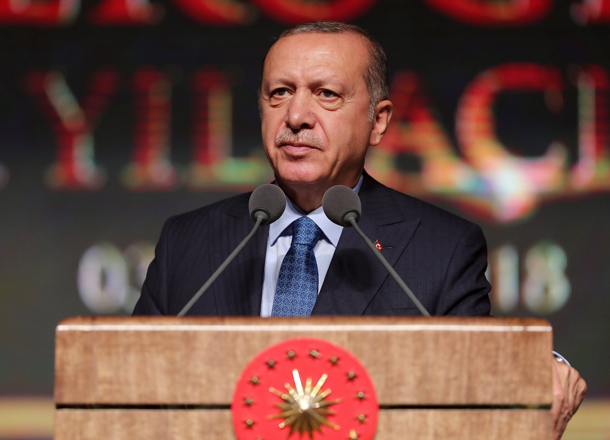 Turkey's President Recep Tayyip Erdogan talks at a ceremony in Ankara, Turkey, Wednesday, Oct. 3, 2018.