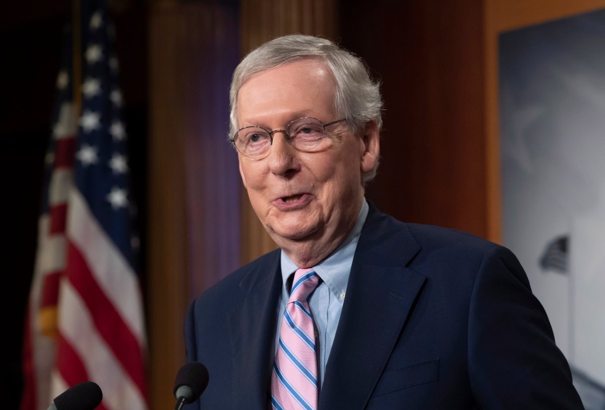 Senate Majority Leader Mitch McConnell, R-Ky., speaks to reporters following the final vote to confirm Supreme Court nominee Brett Kavanaugh, at the Capitol in Washington, Saturday, Oct. 6, 2018.