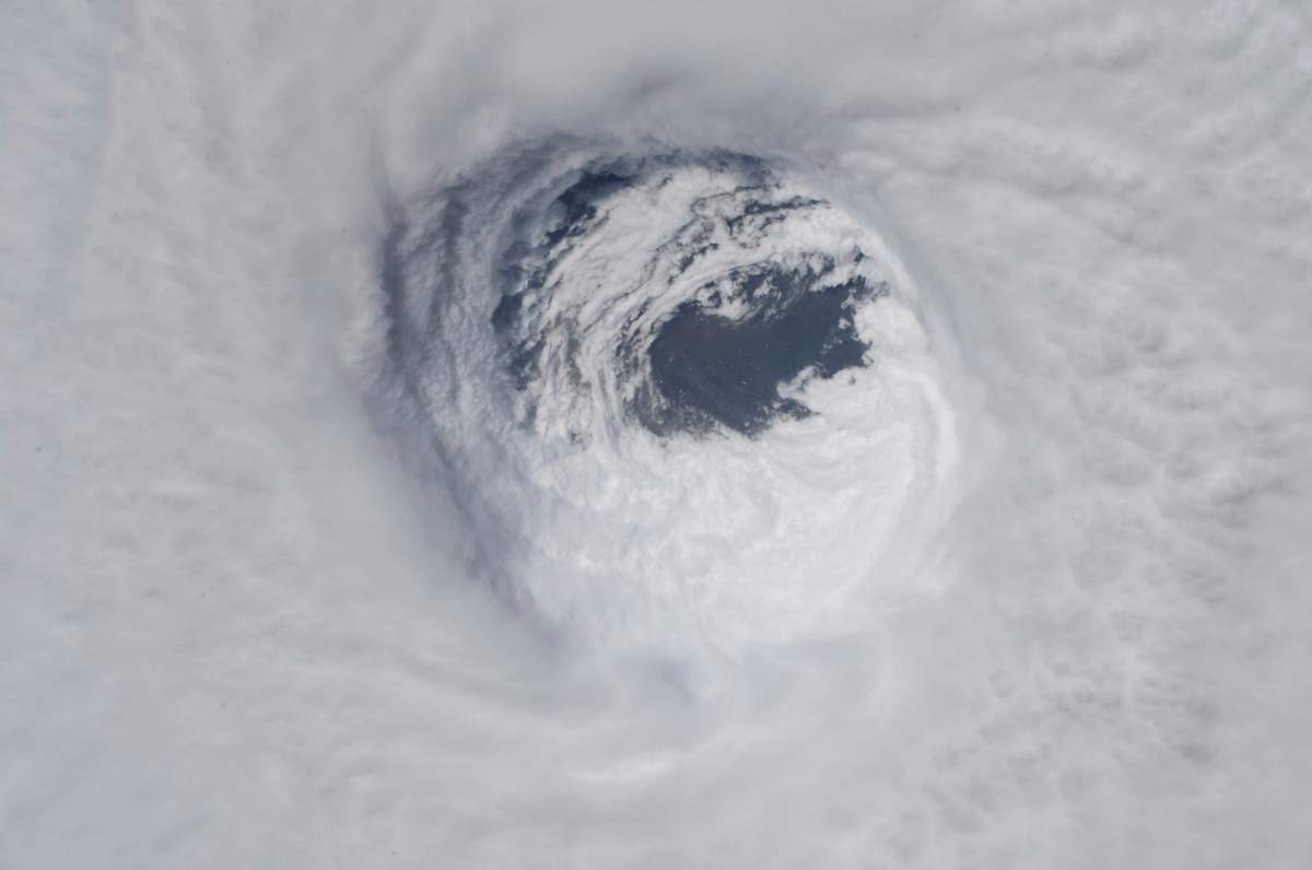 This photo made available by NASA shows the eye of Hurricane Michael, as seen from the International Space Station on Wednesday, Oct. 10, 2018. (NASA via AP)