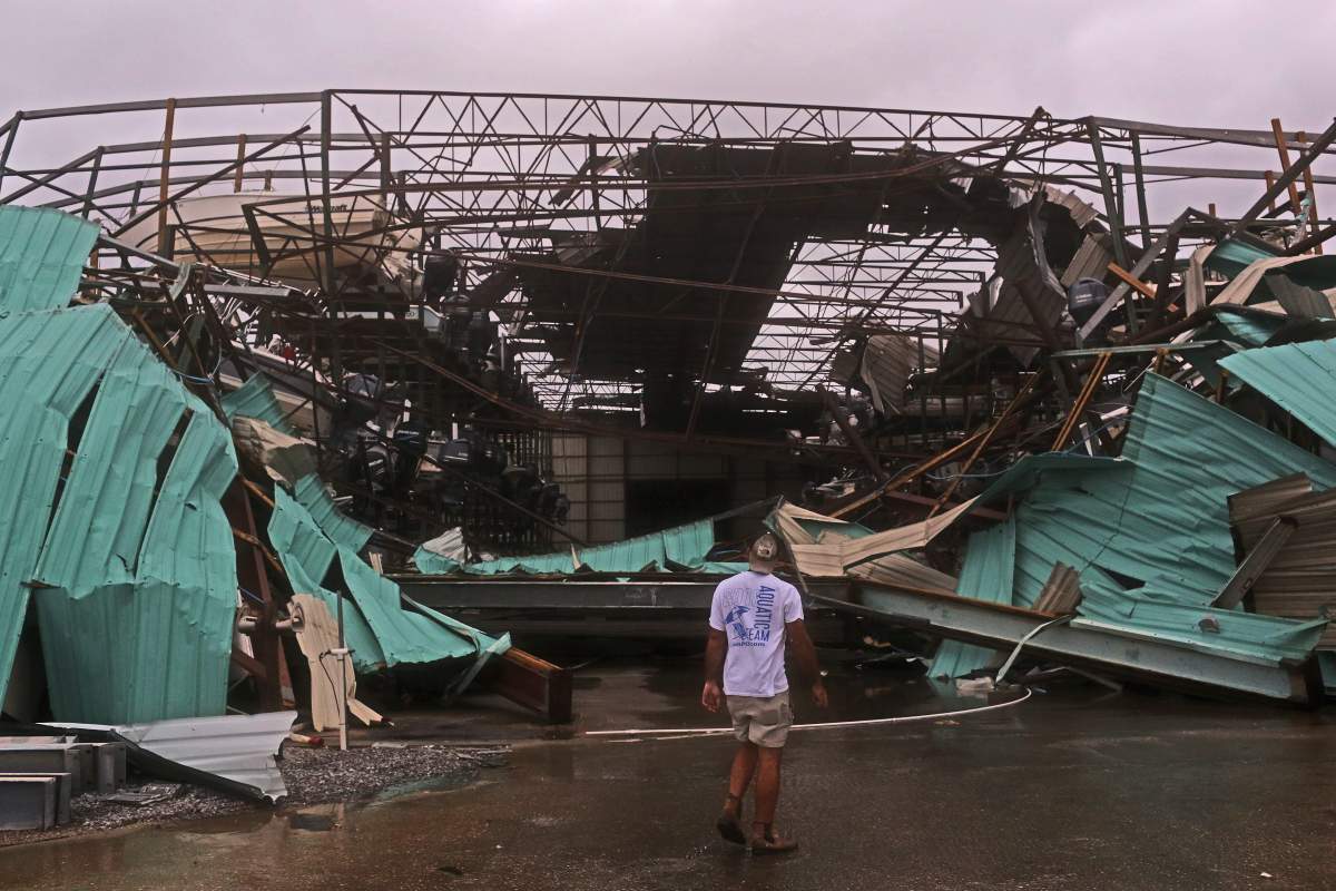 A collapsed boat housing sits after the arrival of Hurricane Michael in Panama City, Florida, USA, 10 October 2018.
