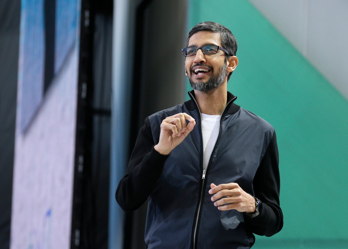 FILE - In this Wednesday, May 17, 2017 file photo, Google CEO Sundar Pichai delivers the keynote address of the Google I/O conference in Mountain View, Calif.