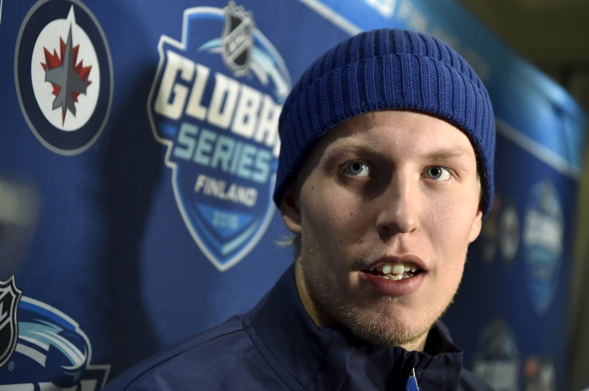 Finnish forward Patrik Laine of Winnipeg Jets attends team's press conferance in Helsinki, Finland on October 28, 2018 ahead their ice hockey NHL Global Series matches against Florida Panthers at the end of the week. 