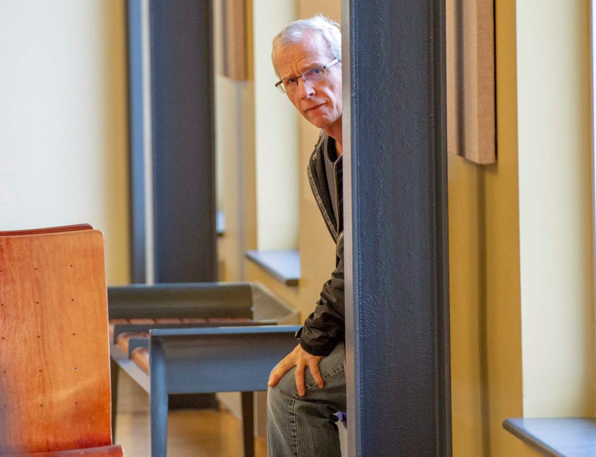 Normand Dubé waits to enter the courtroom for final sentencing arguments, Wednesday, October 31, 2018 in St. Jerome, Que.