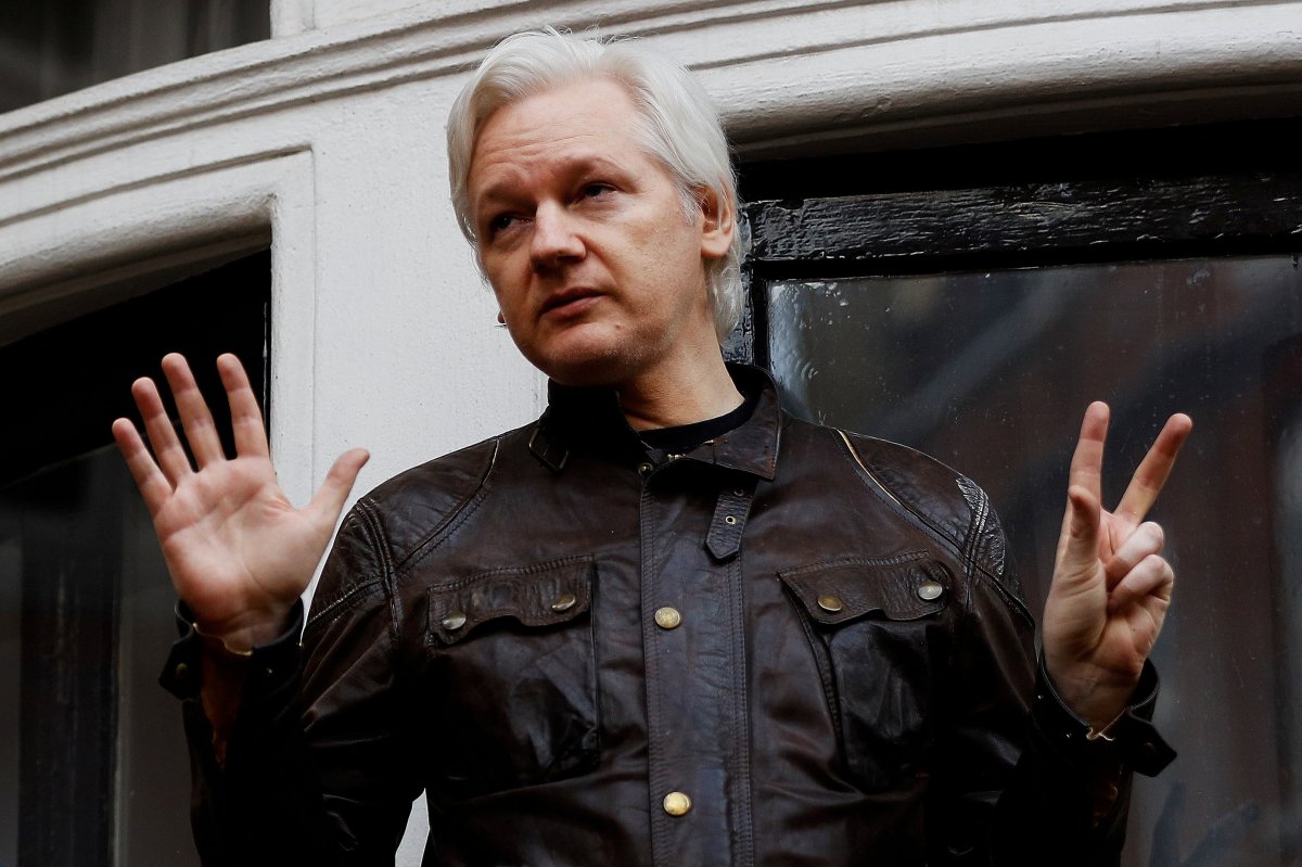 FILE PHOTO: WikiLeaks founder Julian Assange is seen on the balcony of the Ecuadorian Embassy in London, Britain, May 19, 2017. 