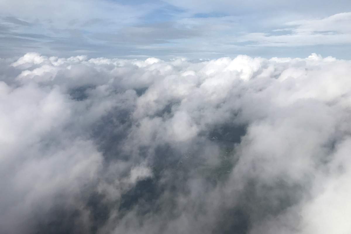 Storm clouds form before Hurricane Michael comes ashore as pictured from an airplane in Tallahassee, Florida, U.S., October 9, 2018.