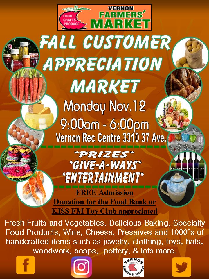 Vernon Farmers Market “Fall Customer Appreciation” Market - GlobalNews ...