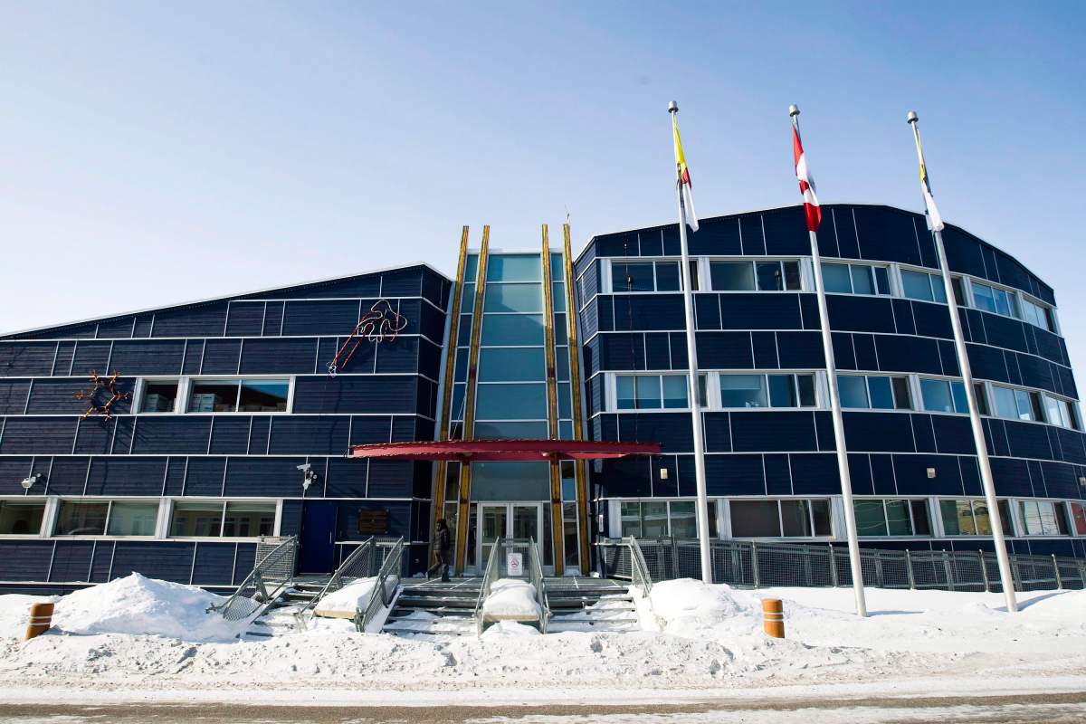 A photograph of the outside of the Nunavut legislature in Iqaluit in the Nunavut Territory of Canada on Monday, March 30, 2009.