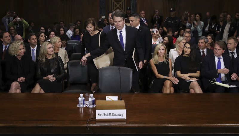 Supreme Court nominee Brett Kavanaugh arrives to testify before the Senate Judiciary Committee on Capitol Hill in Washington. Seated second row, second from left is Joel Kaplan, Facebook’s vice-president for global public policy. Kaplan is a friend of Kavanaugh’s and showed up at the hearing last week.