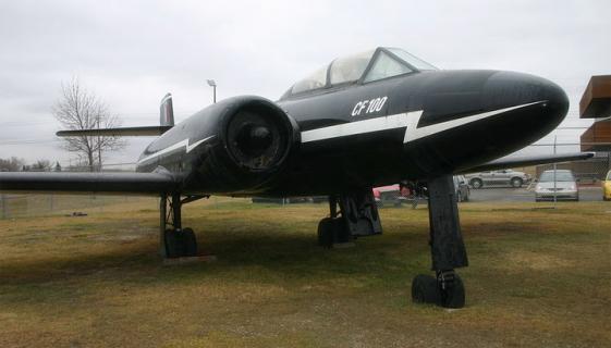 The Avro CF-100 Canuck outside the Hangar Flight Museum in Calgary, Alta.