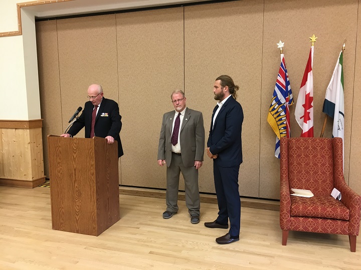 Erik Brown of Langley, right, was one of several B.C. residents who received bravery awards in West Kelowna on Friday.