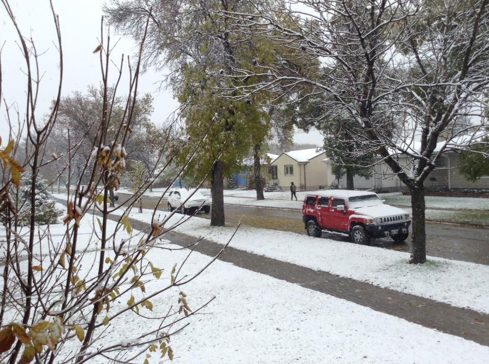 An early snowfall blankets Winnipeg.