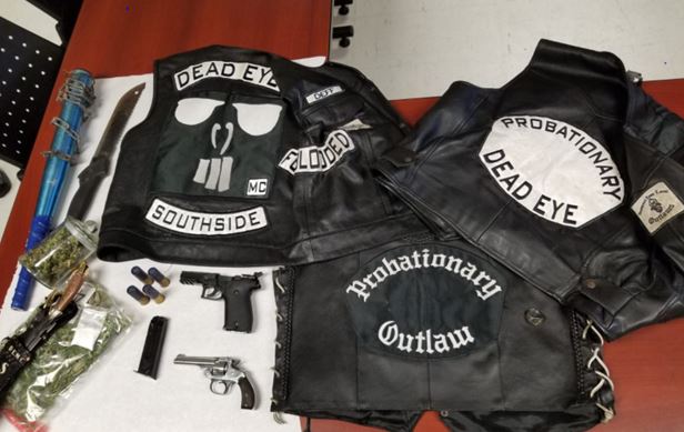 Weapons, vests belonging to Dead Eyes MC seized after search by Brockville police - image