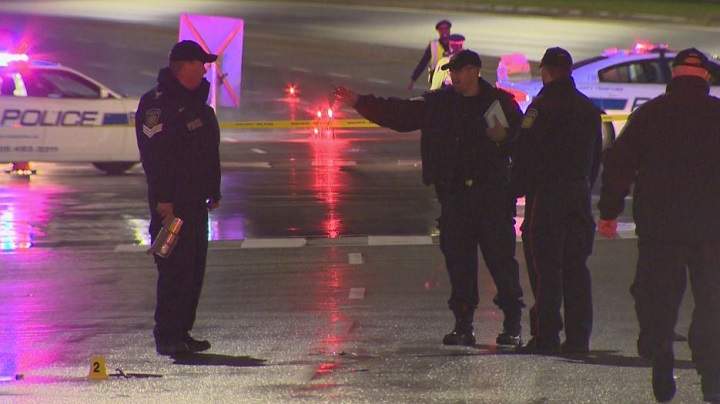 Police say a pedestrian has died after he was hit by a car in Brampton on Friday.