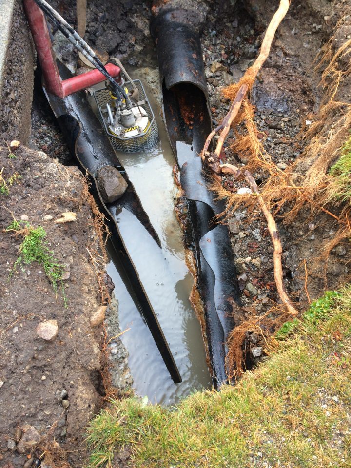 A broken water main pipe in Vancouver.