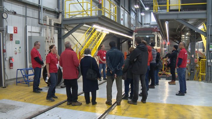About 300 curious Calgarians toured the city's CTrain garage at the Oliver Bowen Maintenance Facility on Saturday.