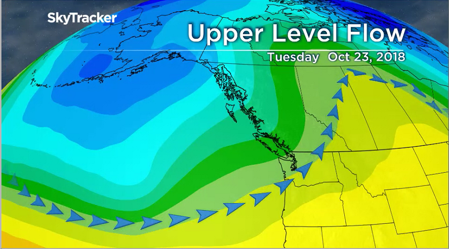 Forecast jet stream shape for Tuesday, Oct. 23rd 2018.