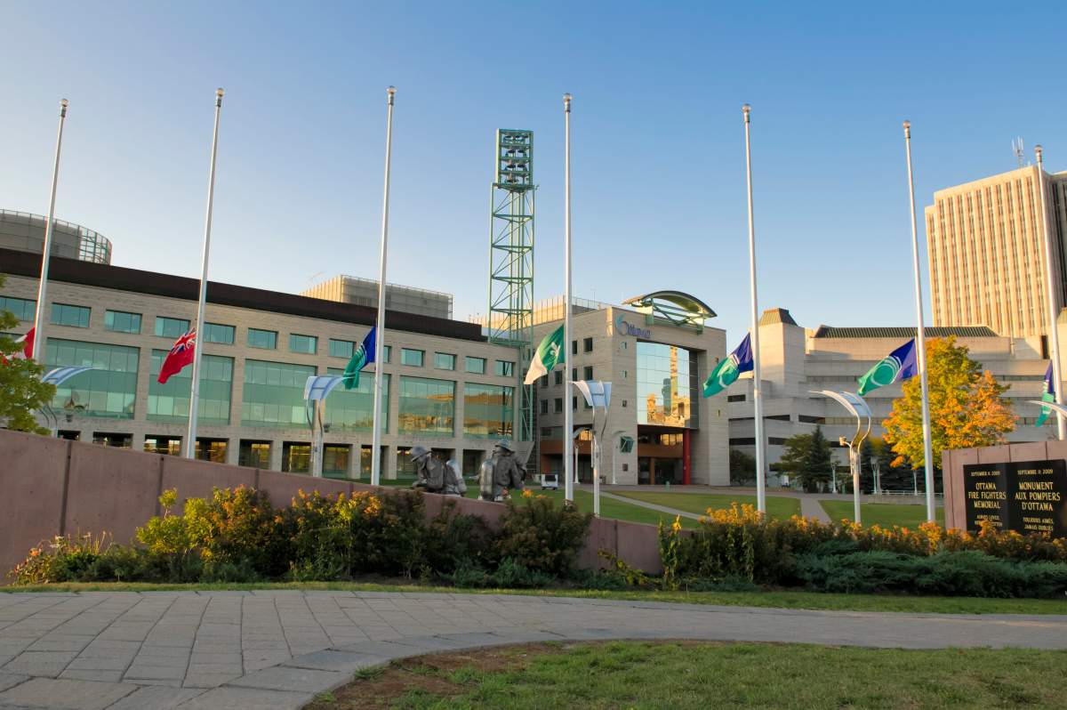 The modern section of Ottawa City Hall is seen at dusk from Laurier Avenue September 25, 2011. 